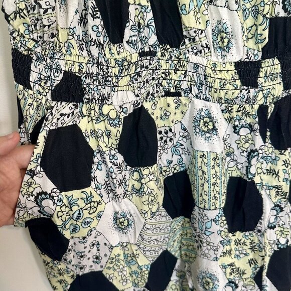 NWT BP by Nordstrom Strapless Knit Romper in Black-Green Honeycomb Floral - 1X - Picture 4 of 7